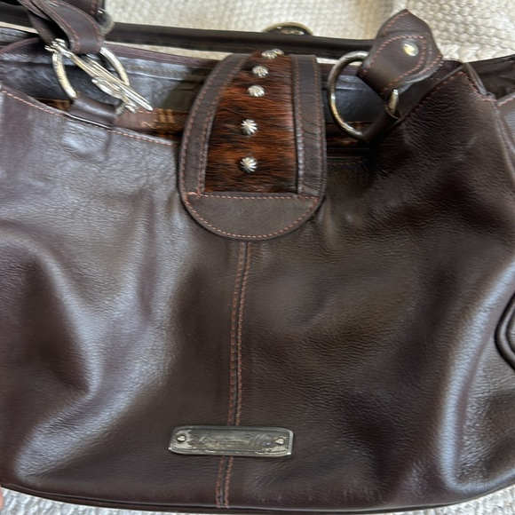 American West Purse & wallet. Genuine embossed  leather & soft  brindle hide - Picture 7 of 16